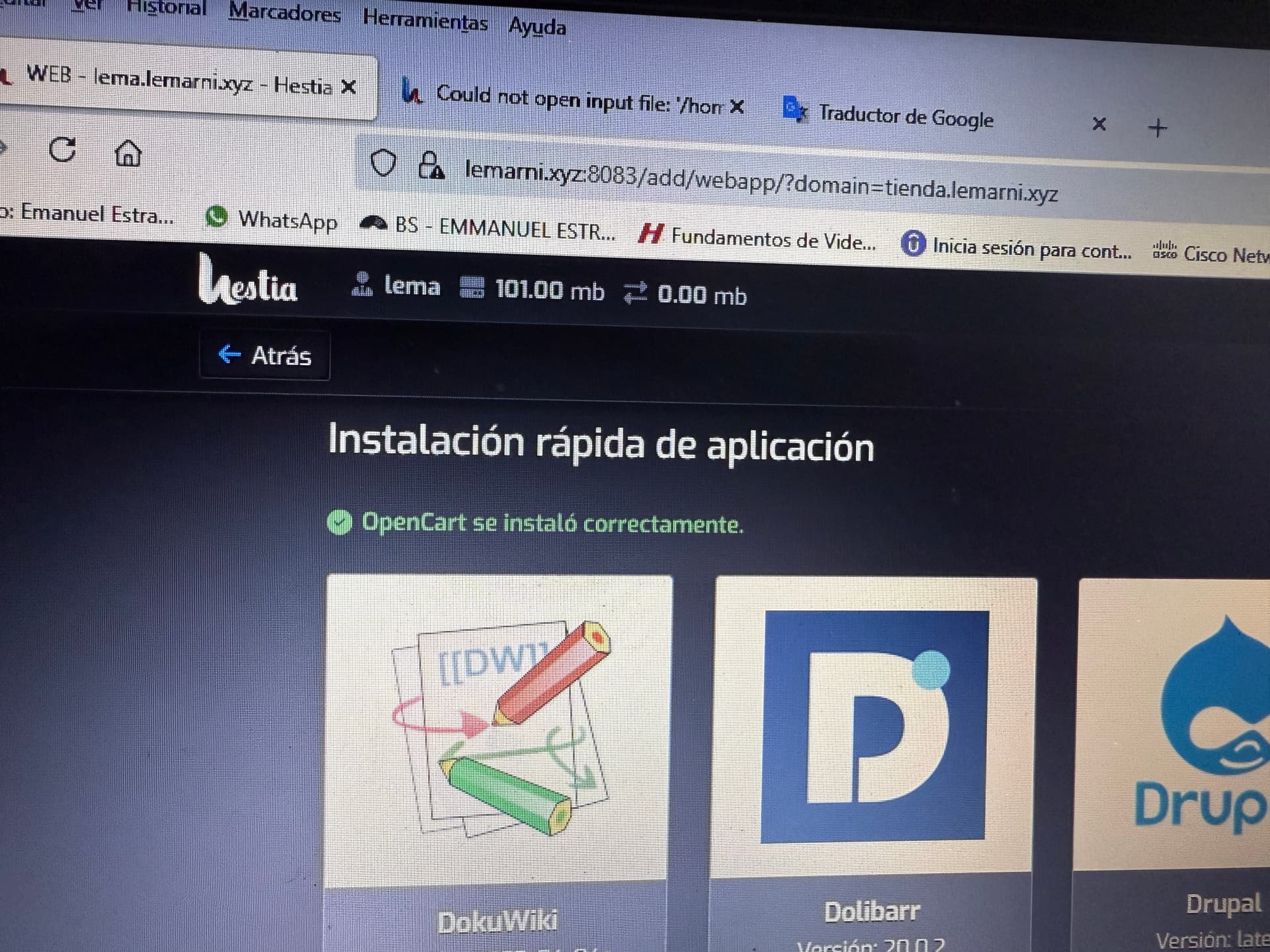 Could not open input file: '/home/admin/web/nube.lemarni.lat